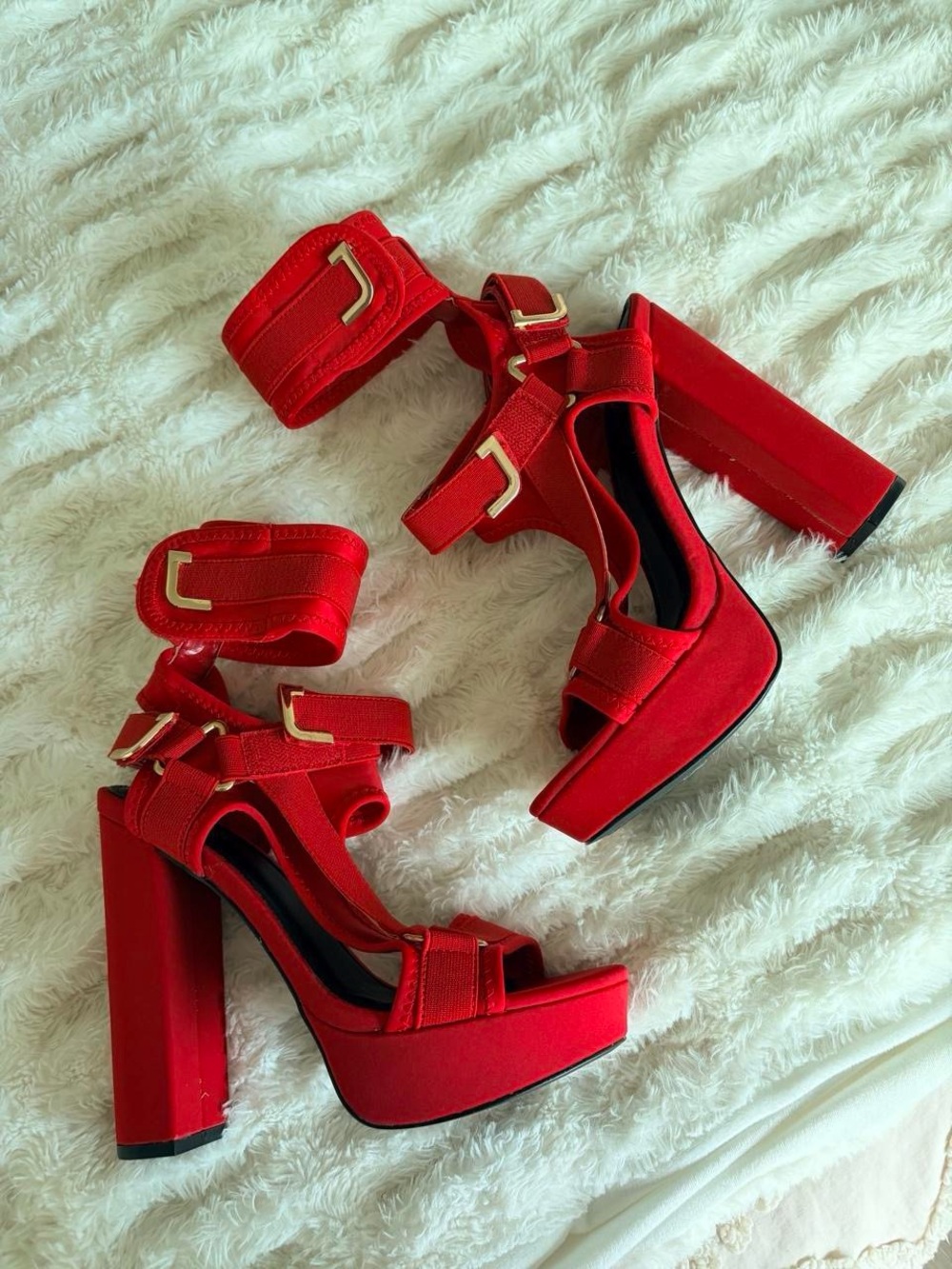 Red platform heels